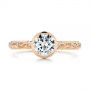 18k Rose Gold 18k Rose Gold Hand Engraved Bezel Solitaire Diamond Engagement Ring - Top View -  105297 - Thumbnail