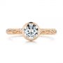 18k Rose Gold 18k Rose Gold Hand Engraved Bezel Solitaire Diamond Engagement Ring - Top View -  105297 - Thumbnail