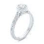 18k White Gold 18k White Gold Hand Engraved Bezel Solitaire Diamond Engagement Ring - Three-Quarter View -  105297 - Thumbnail
