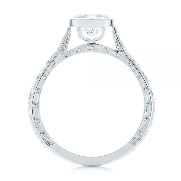 Platinum Platinum Hand Engraved Bezel Solitaire Diamond Engagement Ring - Front View - 105297