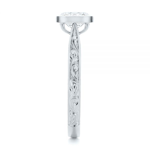 Platinum Platinum Hand Engraved Bezel Solitaire Diamond Engagement Ring - Side View - 105297