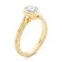 18k Yellow Gold Hand Engraved Bezel Solitaire Diamond Engagement Ring - Three-Quarter View -  105297 - Thumbnail