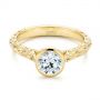 18k Yellow Gold Hand Engraved Bezel Solitaire Diamond Engagement Ring - Flat View -  105297 - Thumbnail