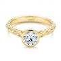 14k Yellow Gold 14k Yellow Gold Hand Engraved Bezel Solitaire Diamond Engagement Ring - Flat View -  105297 - Thumbnail