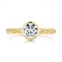 18k Yellow Gold Hand Engraved Bezel Solitaire Diamond Engagement Ring - Top View -  105297 - Thumbnail