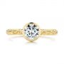 18k Yellow Gold Hand Engraved Bezel Solitaire Diamond Engagement Ring - Top View -  105297 - Thumbnail