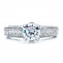  18K Gold Hand Engraved Channel Set Diamond Engagement Ring - Vanna K - Top View -  100108 - Thumbnail