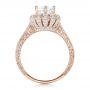 18k Rose Gold 18k Rose Gold Hand Engraved Crown Halo Diamond Engagement Ring - Vanna K - Front View -  100488 - Thumbnail