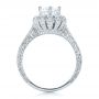 18k White Gold Hand Engraved Crown Halo Diamond Engagement Ring - Vanna K - Front View -  100488 - Thumbnail