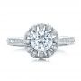 18k White Gold Hand Engraved Crown Halo Diamond Engagement Ring - Vanna K - Top View -  100488 - Thumbnail