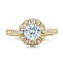 14k Yellow Gold 14k Yellow Gold Hand Engraved Crown Halo Diamond Engagement Ring - Vanna K - Top View -  100488 - Thumbnail