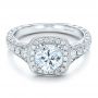 Hand Engraved Diamond Engagement Ring - Kirk Kara - Flat View -  100877 - Thumbnail