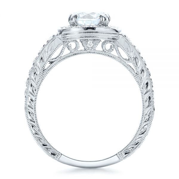 Hand Engraved Diamond Engagement Ring - Kirk Kara - Front View -  100877