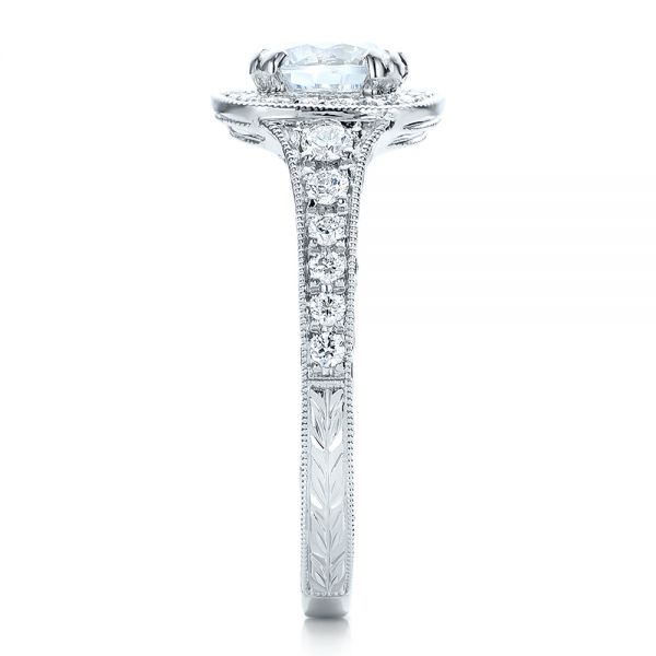 Hand Engraved Diamond Engagement Ring - Kirk Kara - Side View -  100877
