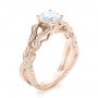 18k Rose Gold 18k Rose Gold Hand Engraved Diamond Engagement Ring - Three-Quarter View -  103603 - Thumbnail