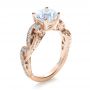 14k Rose Gold 14k Rose Gold Hand Engraved Diamond Engagement Ring - Three-Quarter View -  1261 - Thumbnail