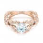 14k Rose Gold 14k Rose Gold Hand Engraved Diamond Engagement Ring - Flat View -  103603 - Thumbnail