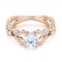 14k Rose Gold 14k Rose Gold Hand Engraved Diamond Engagement Ring - Flat View -  103603 - Thumbnail