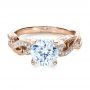 14k Rose Gold 14k Rose Gold Hand Engraved Diamond Engagement Ring - Flat View -  1261 - Thumbnail