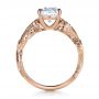 18k Rose Gold 18k Rose Gold Hand Engraved Diamond Engagement Ring - Front View -  1261 - Thumbnail