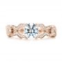 14k Rose Gold 14k Rose Gold Hand Engraved Diamond Engagement Ring - Top View -  103603 - Thumbnail