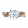 14k Rose Gold 14k Rose Gold Hand Engraved Diamond Engagement Ring - Top View -  1261 - Thumbnail