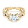 14k Yellow Gold 14k Yellow Gold Hand Engraved Diamond Engagement Ring - Flat View -  103603 - Thumbnail