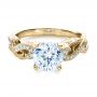 14k Yellow Gold 14k Yellow Gold Hand Engraved Diamond Engagement Ring - Flat View -  1261 - Thumbnail
