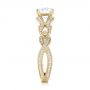18k Yellow Gold 18k Yellow Gold Hand Engraved Diamond Engagement Ring - Side View -  103603 - Thumbnail