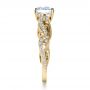 18k Yellow Gold 18k Yellow Gold Hand Engraved Diamond Engagement Ring - Side View -  1261 - Thumbnail