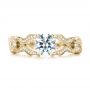 14k Yellow Gold 14k Yellow Gold Hand Engraved Diamond Engagement Ring - Top View -  103603 - Thumbnail
