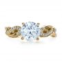 18k Yellow Gold 18k Yellow Gold Hand Engraved Diamond Engagement Ring - Top View -  1261 - Thumbnail
