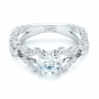 18k White Gold 18k White Gold Hand Engraved Diamond Engagement Ring - Flat View -  103603 - Thumbnail
