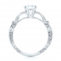 14k White Gold Hand Engraved Diamond Engagement Ring - Front View -  103603 - Thumbnail