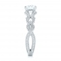 14k White Gold Hand Engraved Diamond Engagement Ring - Side View -  103603 - Thumbnail