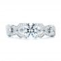 18k White Gold 18k White Gold Hand Engraved Diamond Engagement Ring - Top View -  103603 - Thumbnail