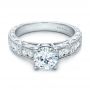 Hand Engraved Diamond Engagment Ring - Kirk Kara - Flat View -  1278 - Thumbnail