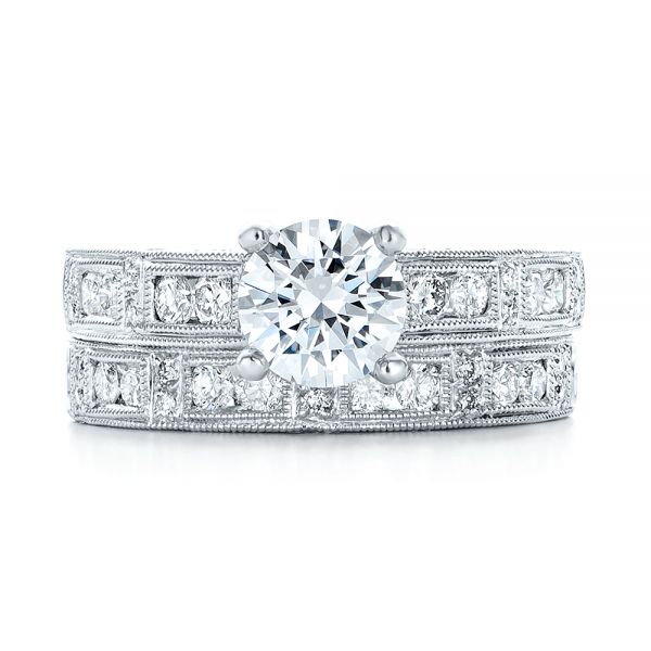 Hand Engraved Diamond Engagment Ring - Kirk Kara - Side View -  1278