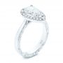 14k White Gold 14k White Gold Hand Engraved Diamond Halo Engagement Ring - Three-Quarter View -  106650 - Thumbnail