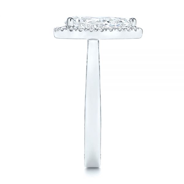 14k White Gold 14k White Gold Hand Engraved Diamond Halo Engagement Ring - Side View - 106650