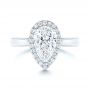 14k White Gold 14k White Gold Hand Engraved Diamond Halo Engagement Ring - Top View -  106650 - Thumbnail