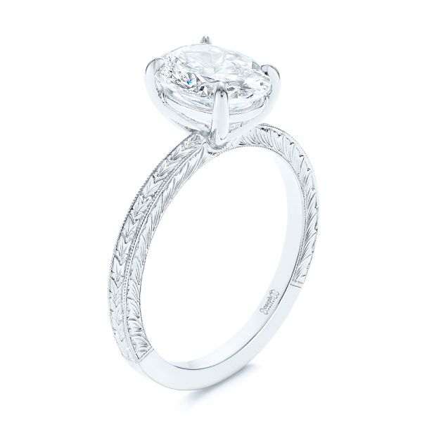 Hand Engraved Oval Diamond Solitaire Engagement Ring - reference design
