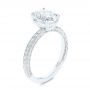 18k White Gold 18k White Gold Hand Engraved Oval Diamond Solitaire Engagement Ring - Three-Quarter View -  105490 - Thumbnail