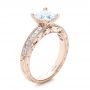 14k Rose Gold 14k Rose Gold Hand Engraved Princess Cut Engagement Ring - Kirk Kara - Three-Quarter View -  100474 - Thumbnail
