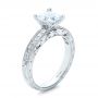 18k White Gold Hand Engraved Princess Cut Engagement Ring - Kirk Kara - Three-Quarter View -  100474 - Thumbnail