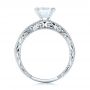 18k White Gold Hand Engraved Princess Cut Engagement Ring - Kirk Kara - Front View -  100474 - Thumbnail