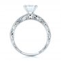 14k White Gold 14k White Gold Hand Engraved Princess Cut Engagement Ring - Kirk Kara - Front View -  100474 - Thumbnail