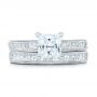 18k White Gold Hand Engraved Princess Cut Engagement Ring - Kirk Kara - Side View -  100474 - Thumbnail