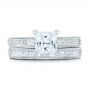 14k White Gold 14k White Gold Hand Engraved Princess Cut Engagement Ring - Kirk Kara - Side View -  100474 - Thumbnail