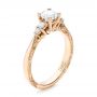 14k Rose Gold Hand Engraved Diamond Engagement Ring - Three-Quarter View -  101401 - Thumbnail
